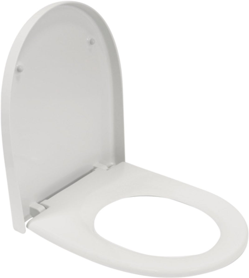 Sedile WC Plieger Kadett 300s - Sedile WC a forma di D - Duroplast - bianco - con coperchio - montaggio in acciaio inossidabile - adatto per WC Geberit
