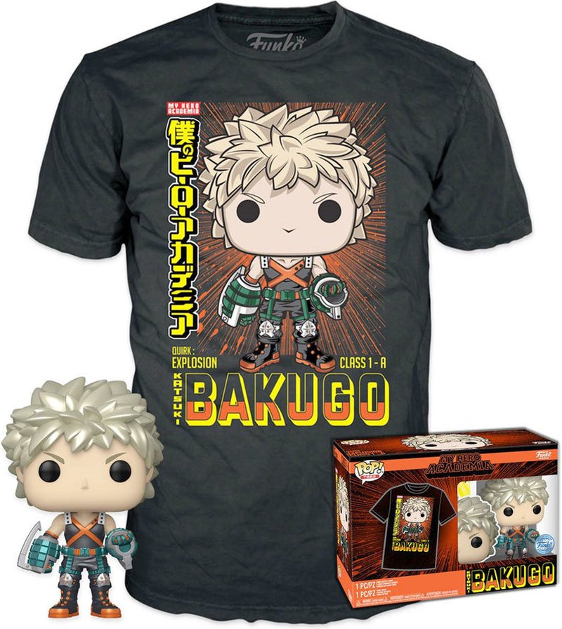Funko my hero academia conjunto de camiseta con figura coleccionable -l- pop! tee box katsuki negro