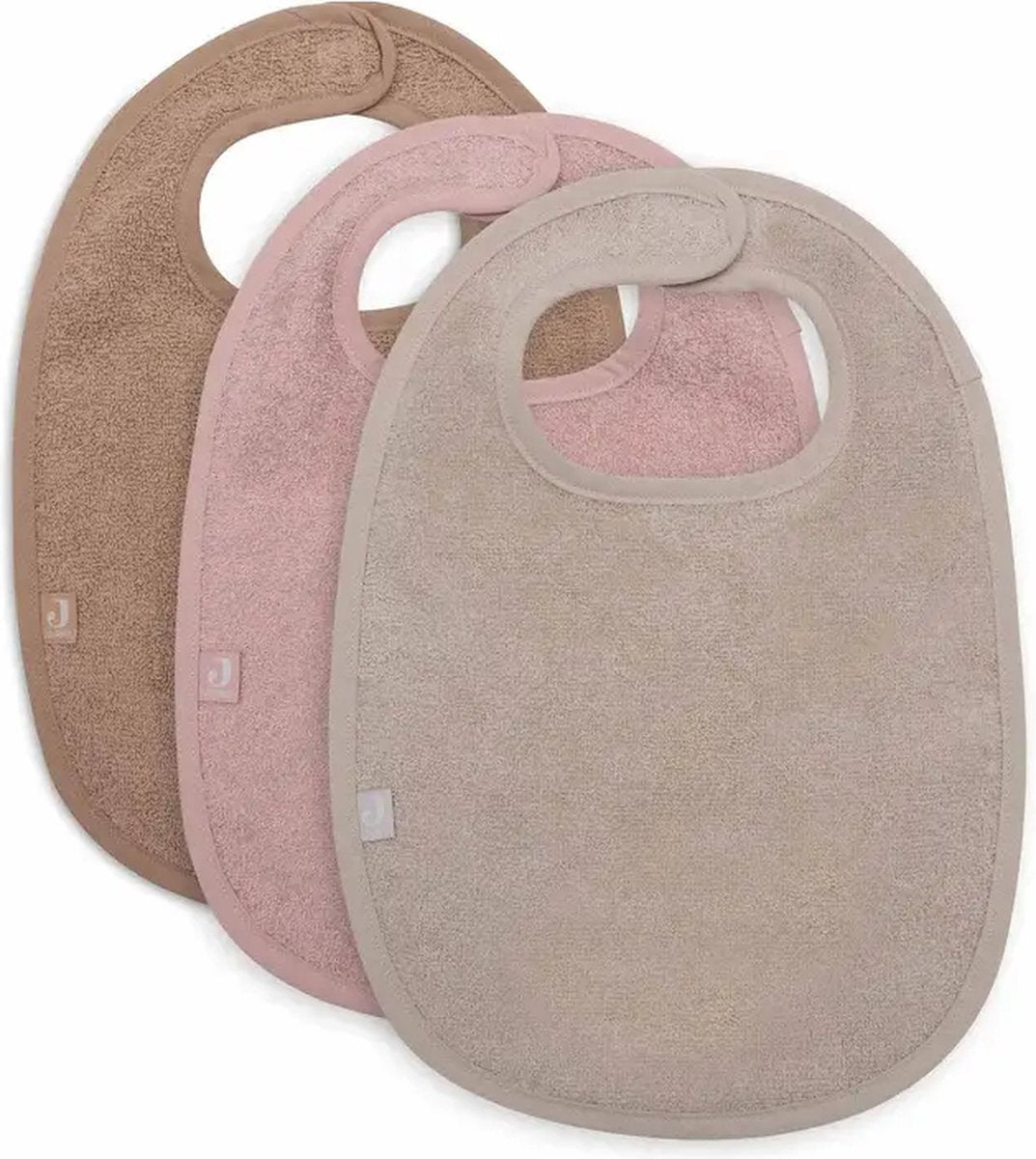 Jollein - bavaglino in spugna - cotone - con velcro - bavaglini - 3 pezzi - biscotto torrone rosa canina