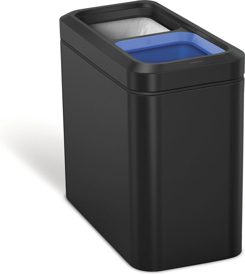 Contenitore per raccolta differenziata Simplehuman slim aperto - 20 litri (10 10) - nero - acciaio inossidabile