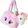 Bolso de peluche con unicornio en bolsa.