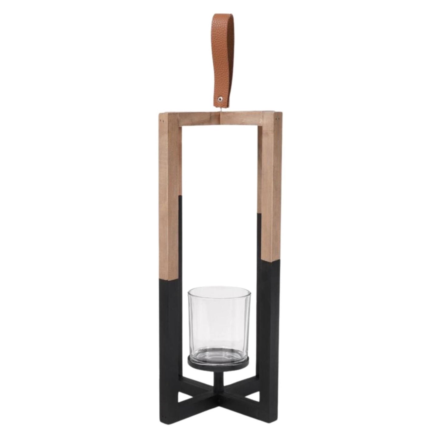 Senza candelabro madera negro natural 40cm