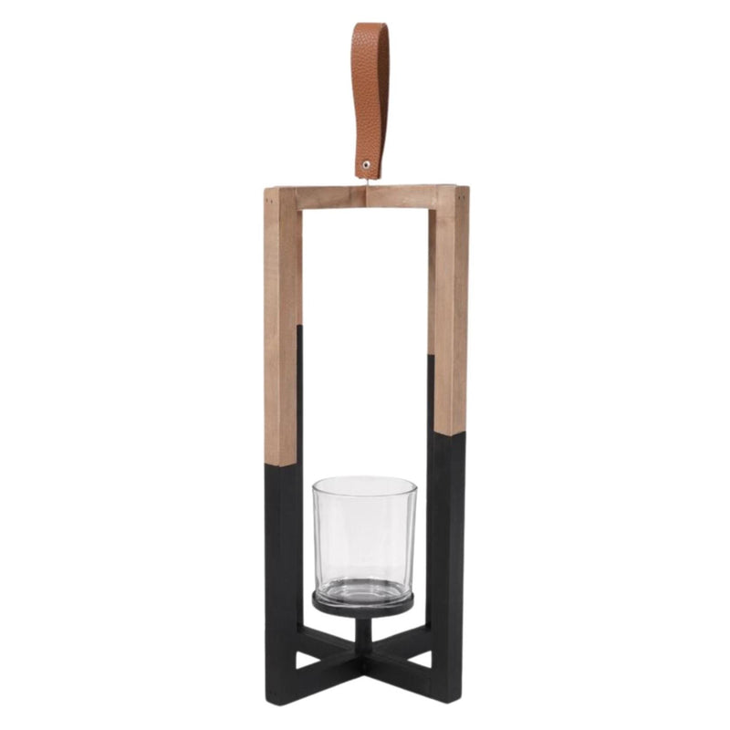Senza candeliere legno nero naturale 40cm