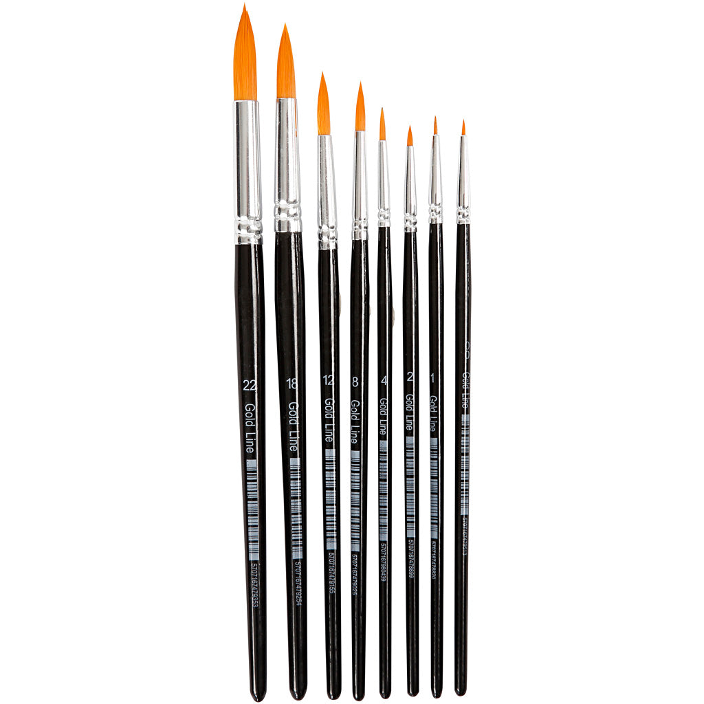 Pennelli Creative Company Gold Line, misura 0+1+2+4+8+12+18+22, l: 16,5-21 cm, l: 1-8 mm, rotondi, 8 pezzi 1 scatola