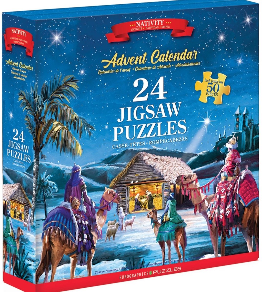 Eurographics - adventskalender, kerststal [advent calendar, nativity] - macneil studio - 24×50 stukjes 12,5×12,5cm (b×h) - adventskalender