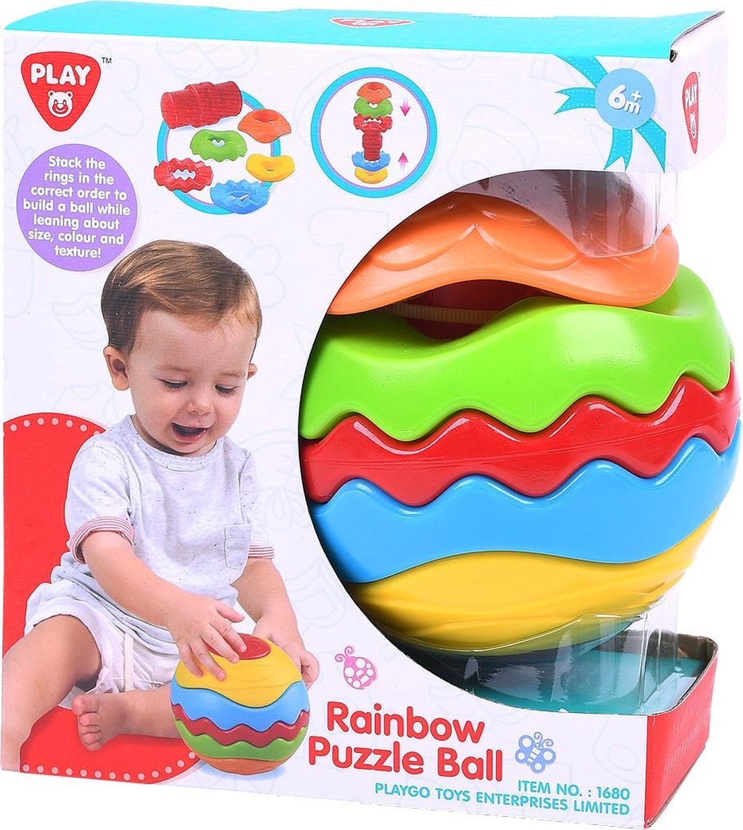 Palla puzzle arcobaleno Playgo - 6 pezzi.