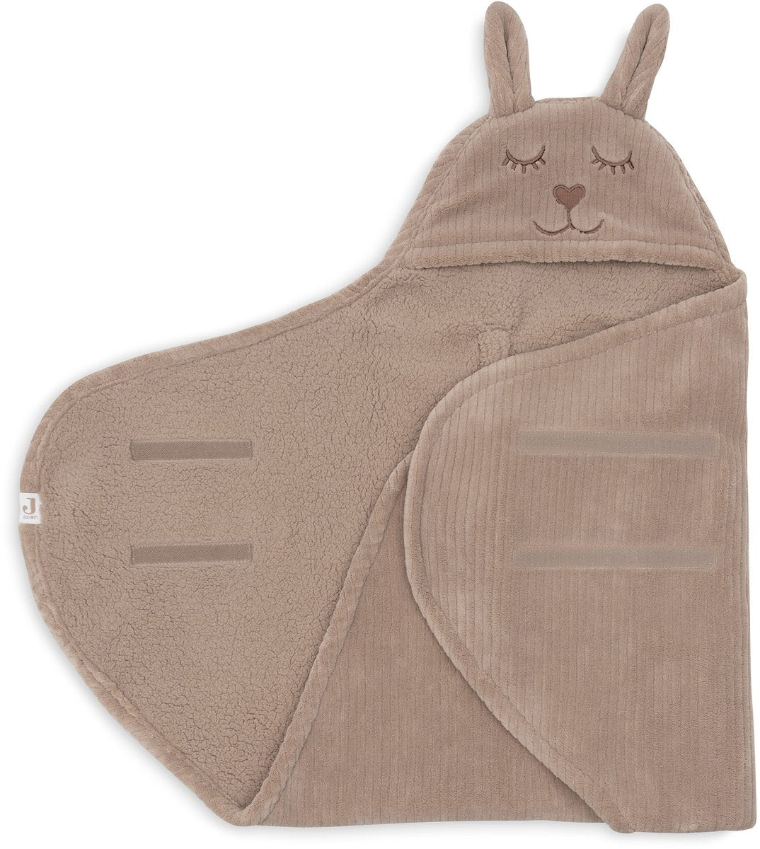Manta envolvente para bebé Jollein - 100x105cm - bunny cloudy rib - café con leche