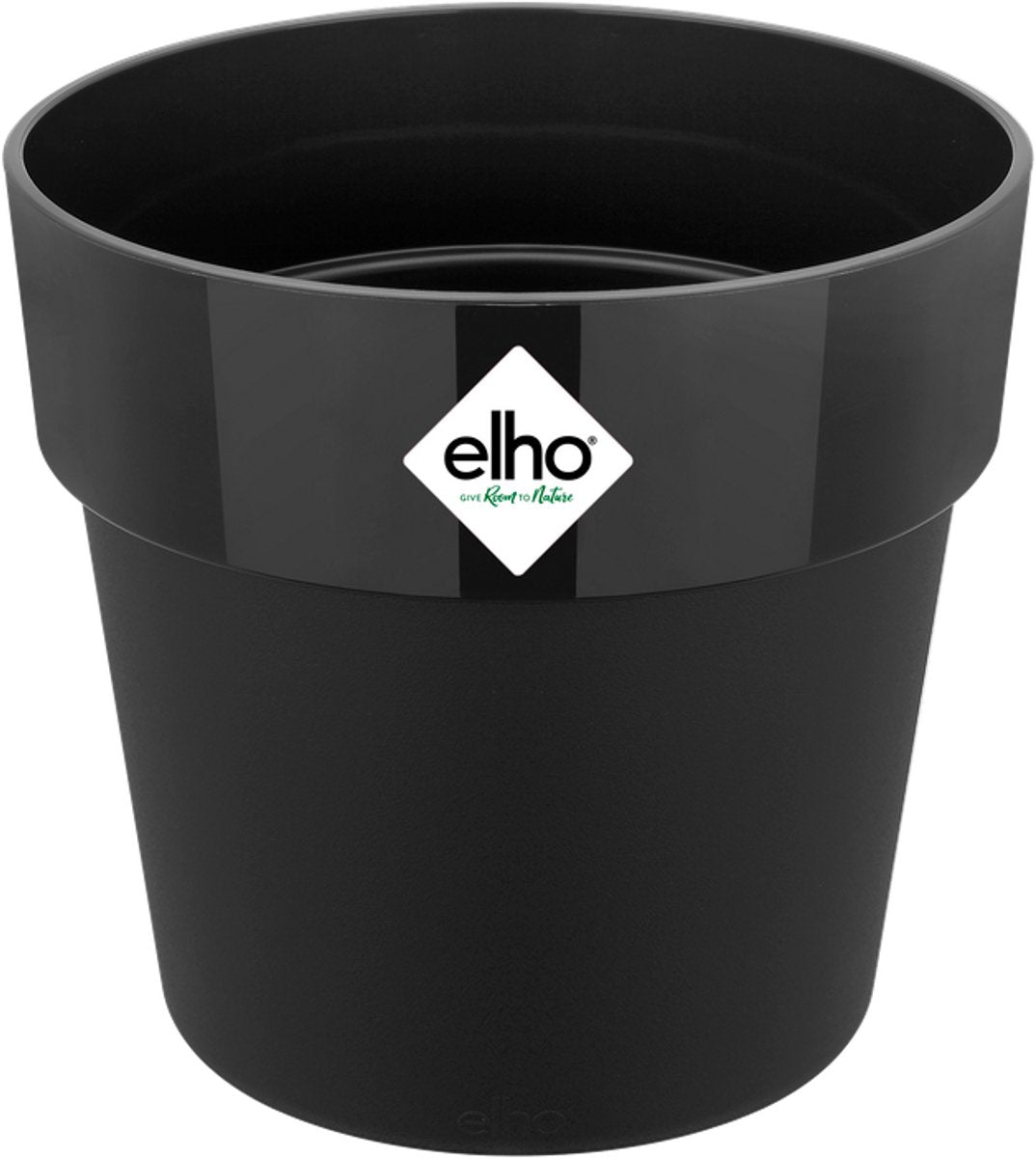 Elho b.for original round 18 - macetero de interior - plástico 100% reciclado - ø 18,0 x h 16,5 cm - negro vivo
