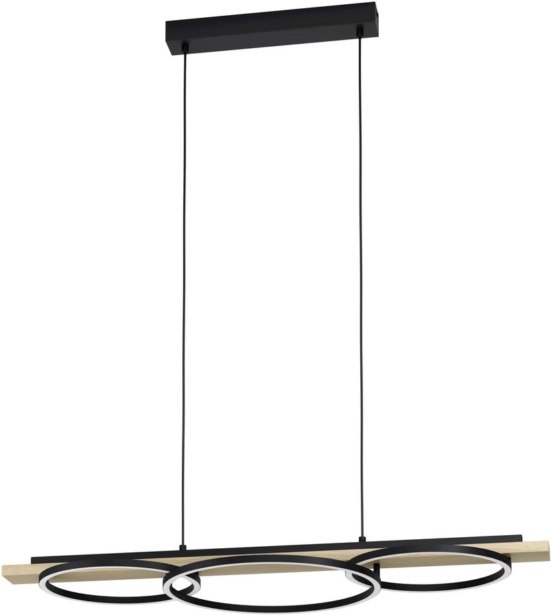 Eglo boyal hanglamp - led - 40cm - hout - zwart bruin