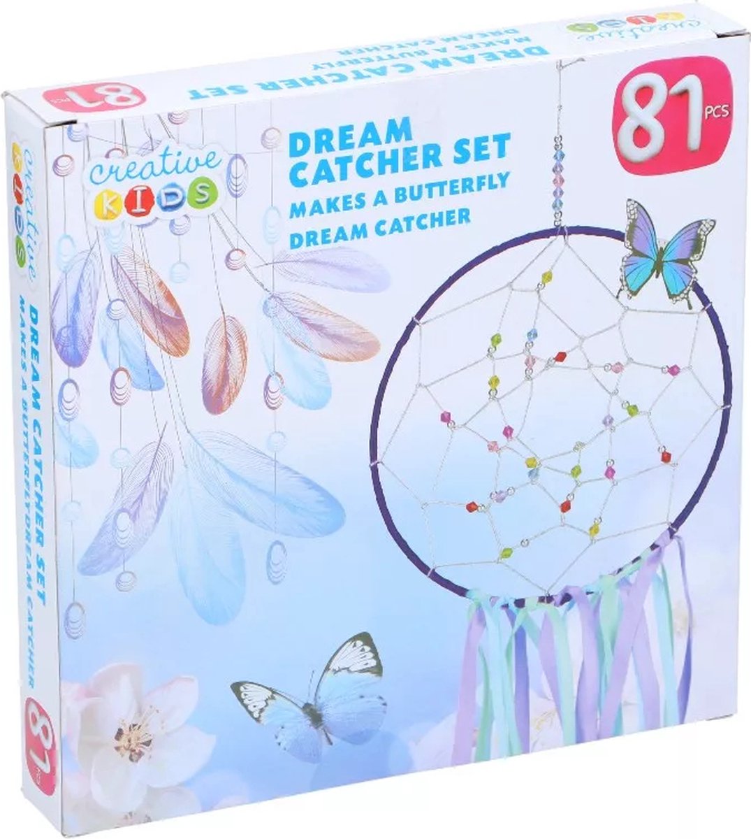 Set creativo acchiappasogni per bambini creativo 81 pezzi - set fai da te acchiappasogni con perline, piume e nastro - pacchetto artigianale per bambini
