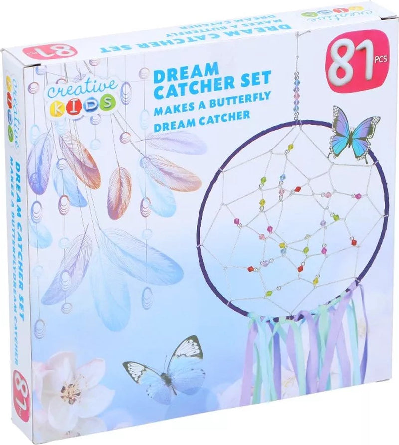 Juego de manualidades de atrapasueños para niños creativos, 81 piezas, juego de bricolaje de atrapasueños con cuentas, plumas y cinta, paquete de manualidades para niños