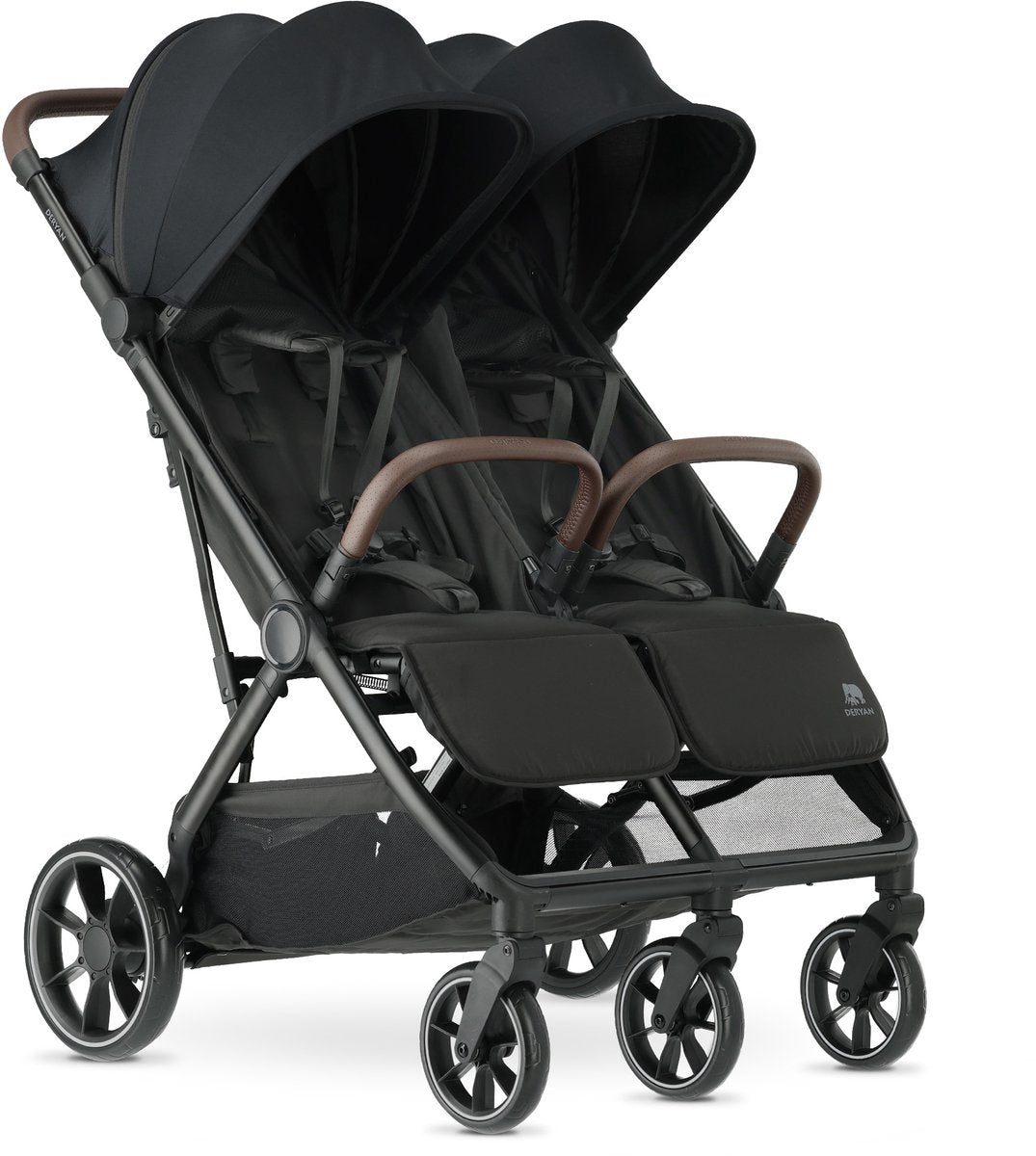 Silla de paseo doble Deryan Luxury rolo x2 xl v2 - silla de paseo dúo - negro
