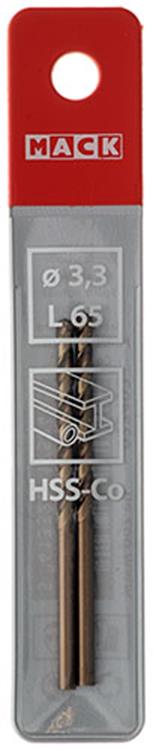 Mack 1018197 - taladro metal hss co5% din 338 ø 3,3 x 65 mm 2 uds | 5 piezas