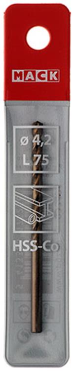 Mack 1018198 - taladro metal hss co5% din 338 ø 4,2 x 75 mm | 5 piezas