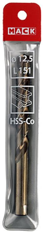 Mack 1018206 - taladro metal hss co5% din 338 ø 12,5 x 151 mm | 5 piezas