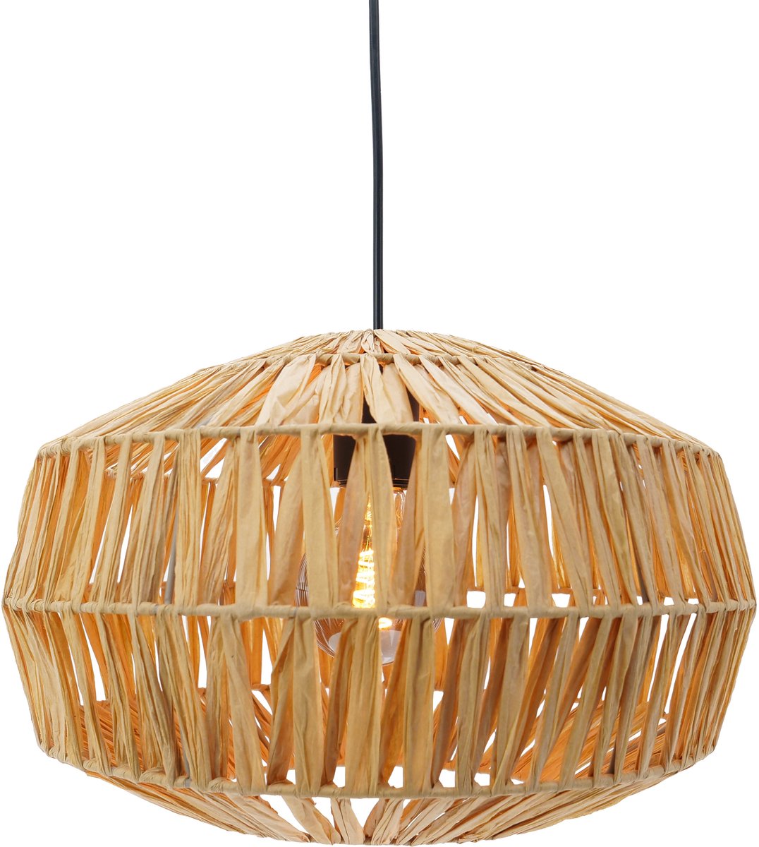 Lampada a sospensione Eglo Sheldon - e27 - ø 38 cm - nero marrone naturale - carta
