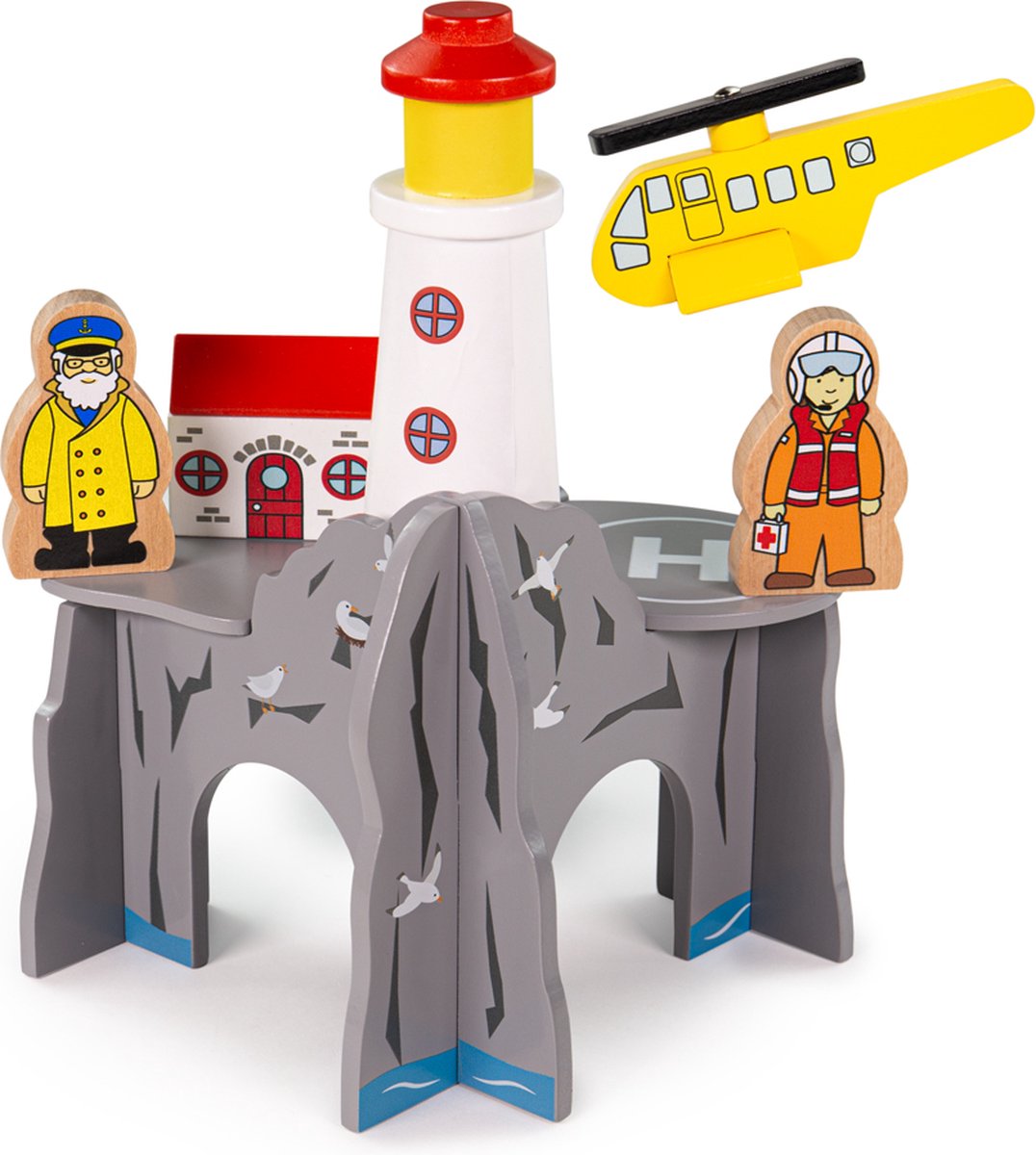 Bigjigs rieles de madera faro de 4 vías túnel