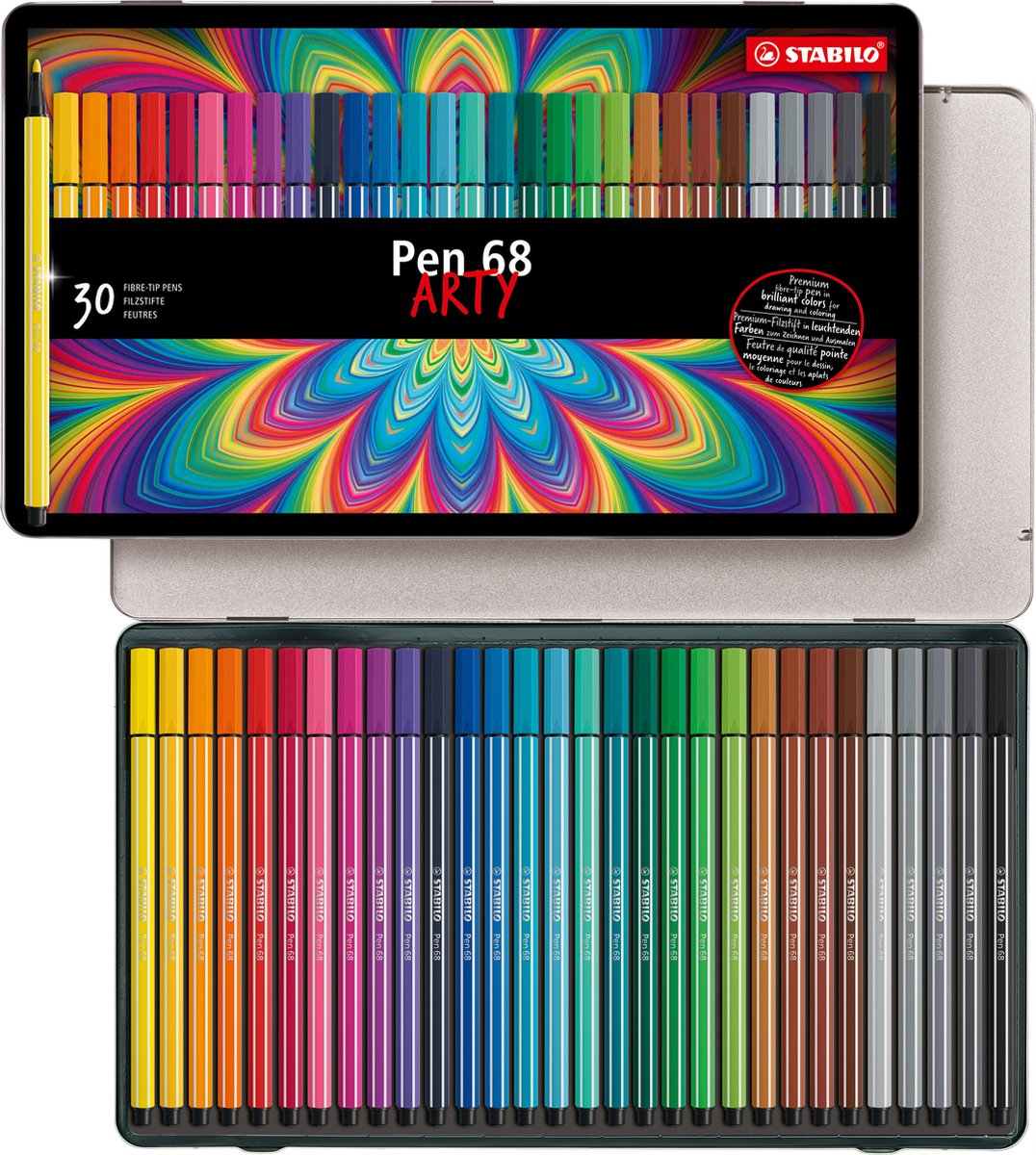 Stabilo Pen 68 en caja de metal, 30 kl.