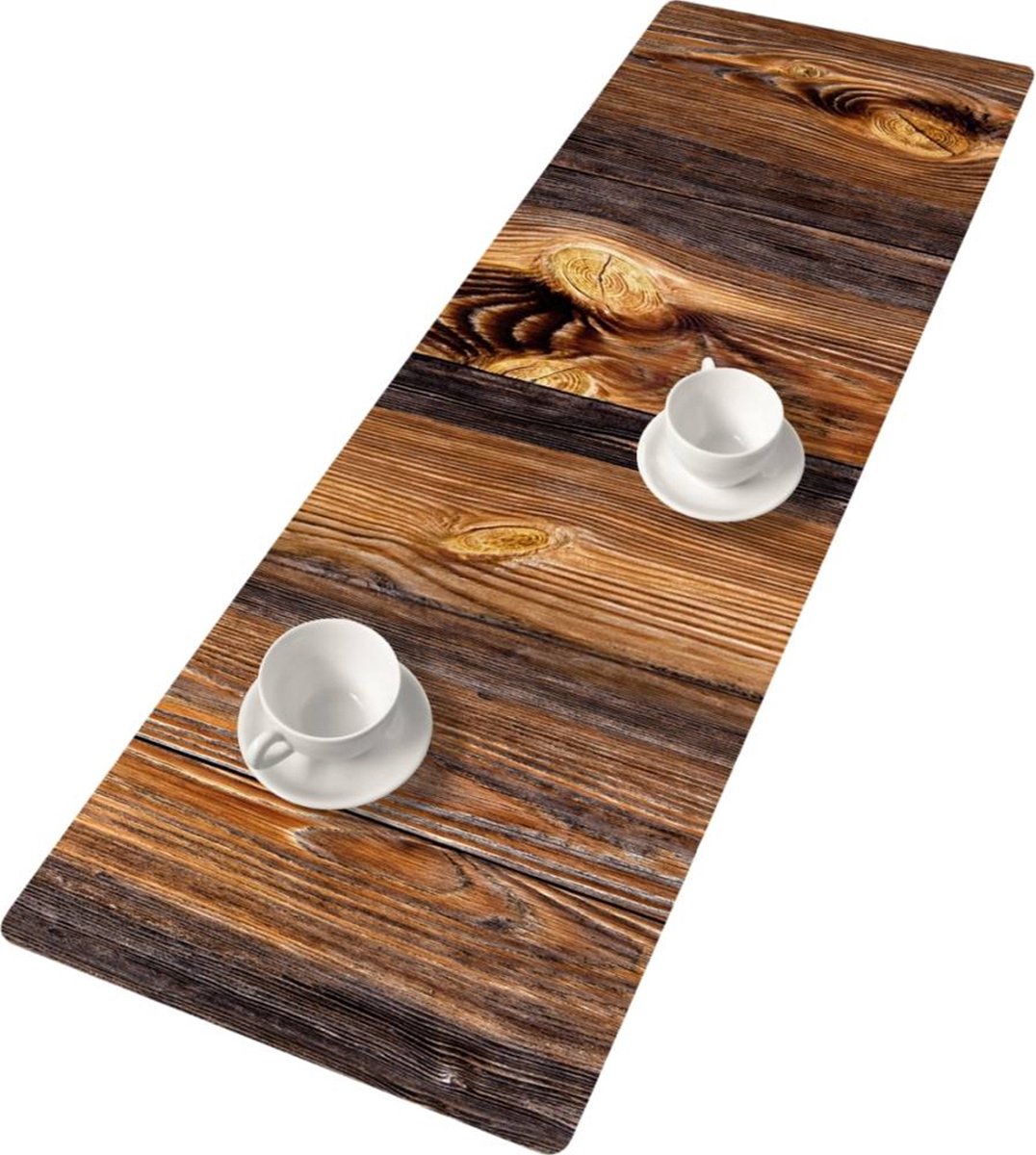 Bertoni - camino de mesa - fieltro - 115x40cm - motivo madera estampado
