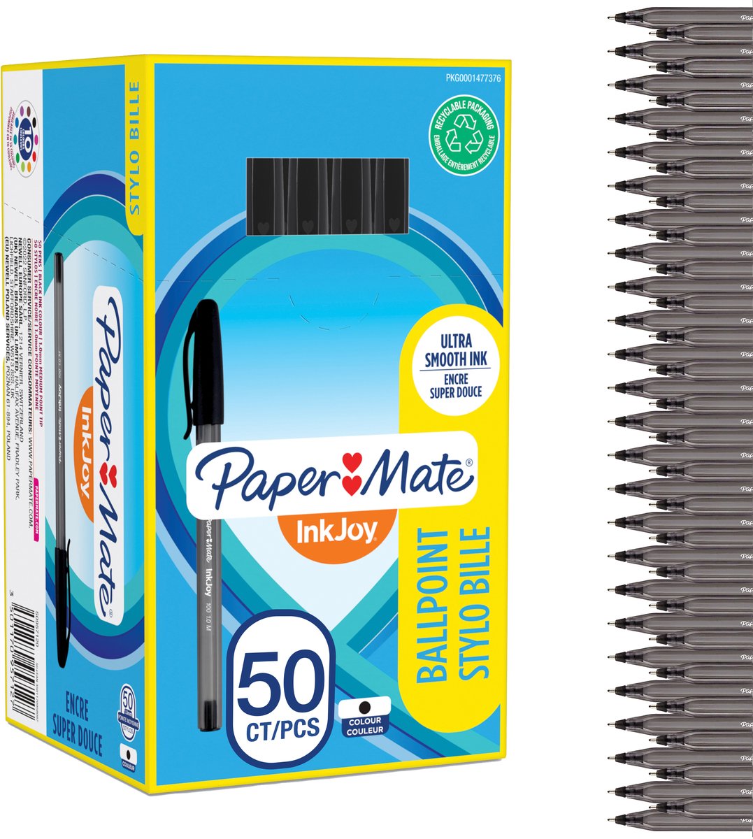 Paper mate inkjoy 100st-balpennen | medium punt (1,0 mm) | zwart | 50 stuks