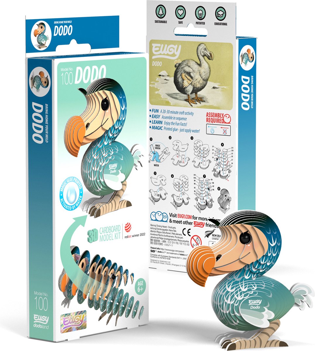 Puzzle 3d Eugy - dodo - uccelli - sostenibile - collezionali tutti - 6 anni