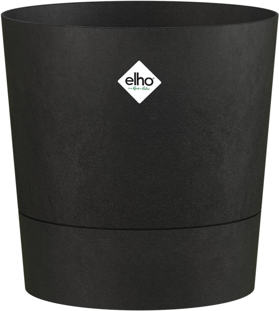 Elho foss round 43cm - macetero de interior - plástico 100% reciclado - ø 43 x h 42,5 - negro vivo