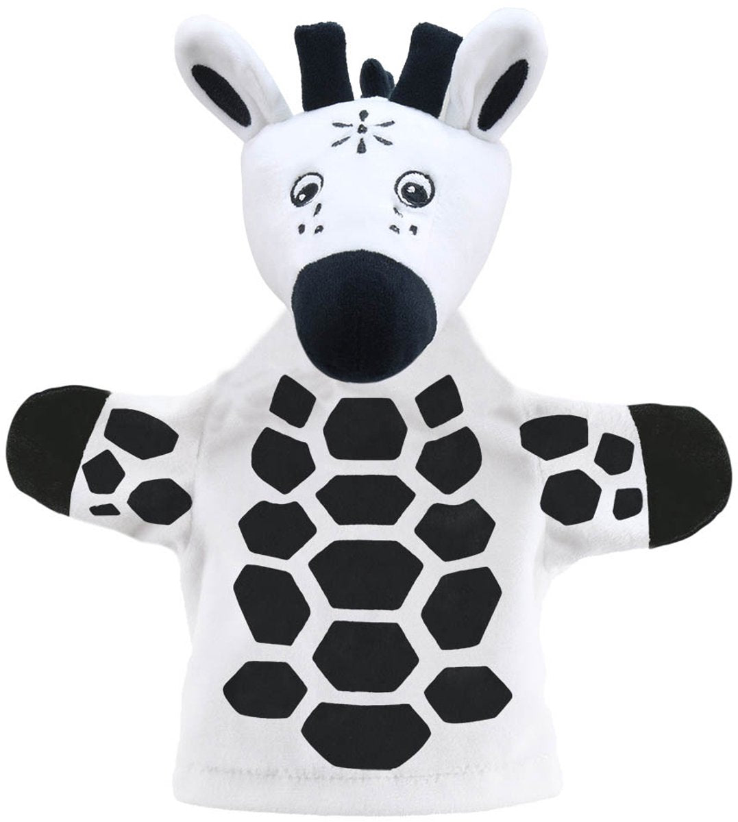 La compañía de marionetas marionetas jirafa en blanco y negro para bebés y niños pequeños.