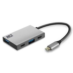 ACT Conectividad USB-C Hub 4 puerto con 2x USB-C y 2x USB-A