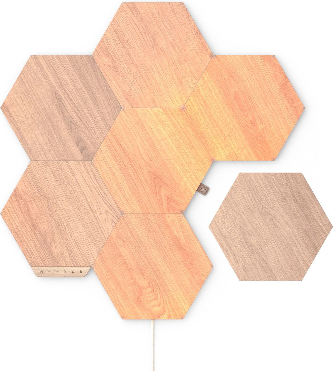 Starter kit esagoni elementi Nanoleaf - illuminazione intelligente - 7 pannelli LED - effetto legno - google