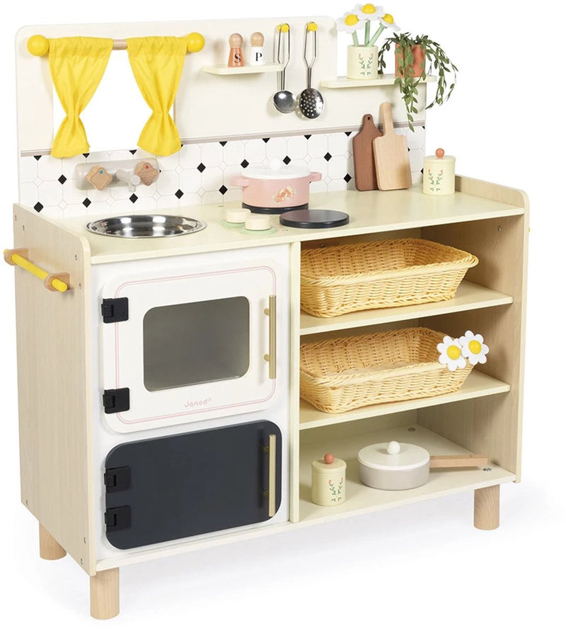 Janod - abuela brillante - gran cocina de juguete de madera lujosamente equipada