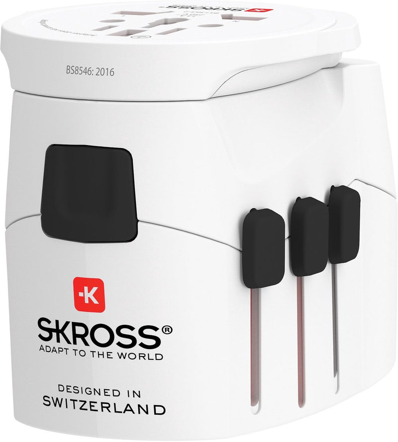 Skross - adaptador de viaje - mundo a Europa - con enchufe con toma de tierra (sin Suiza Italia) + 2xUSB 2400 mA