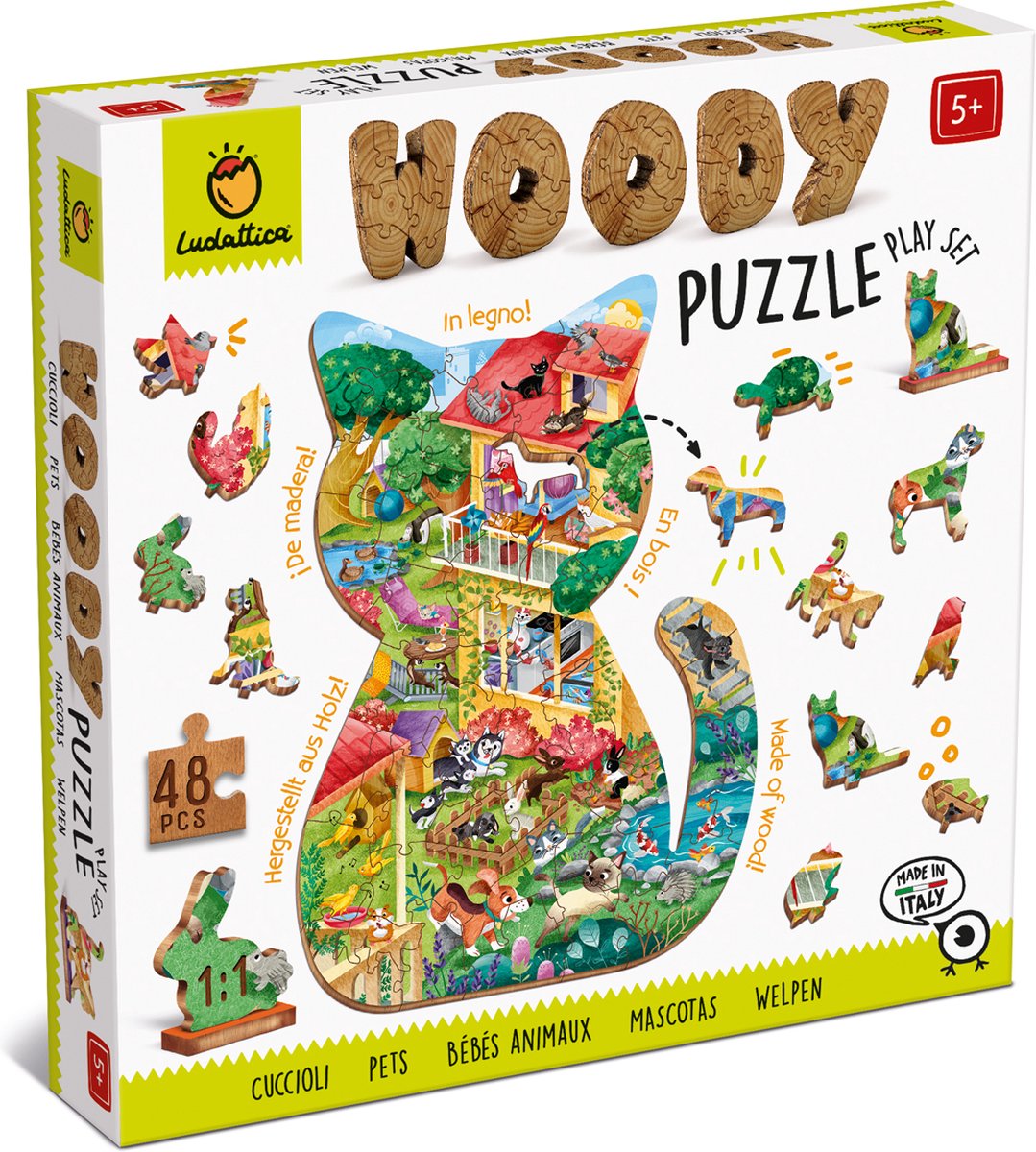 Ludattica houten puzzel - huisdieren.