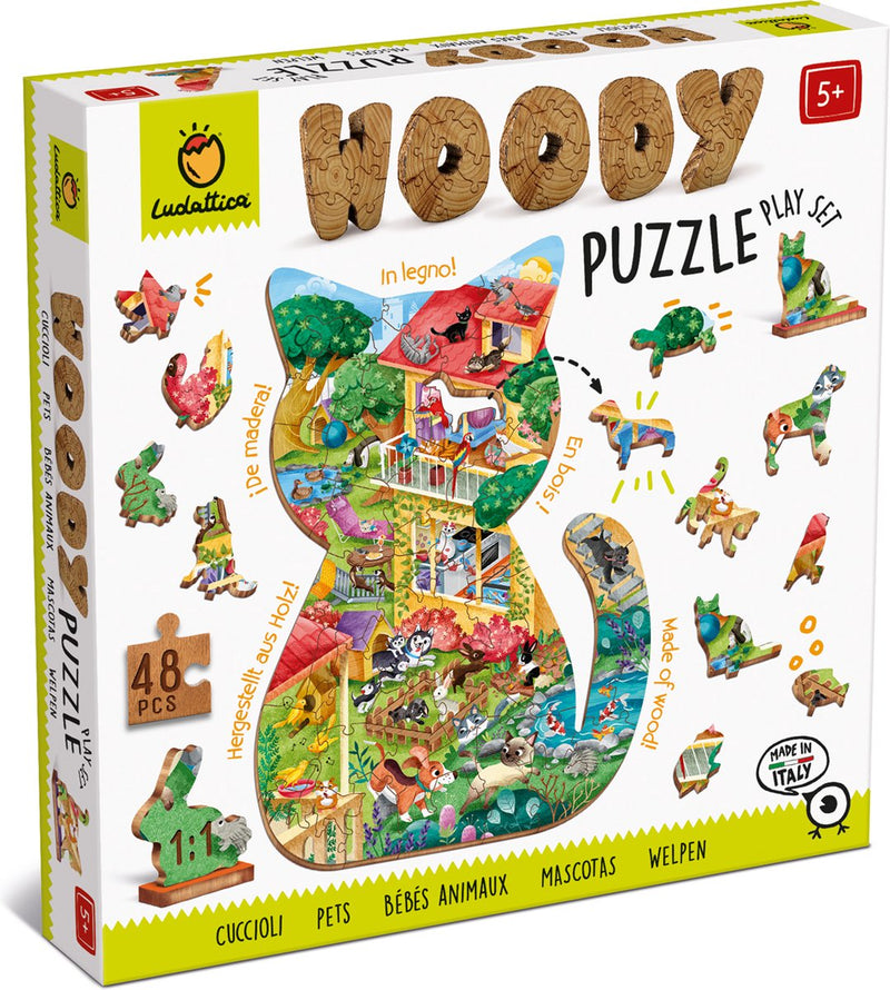 Puzzle de madera Ludattica - mascotas.
