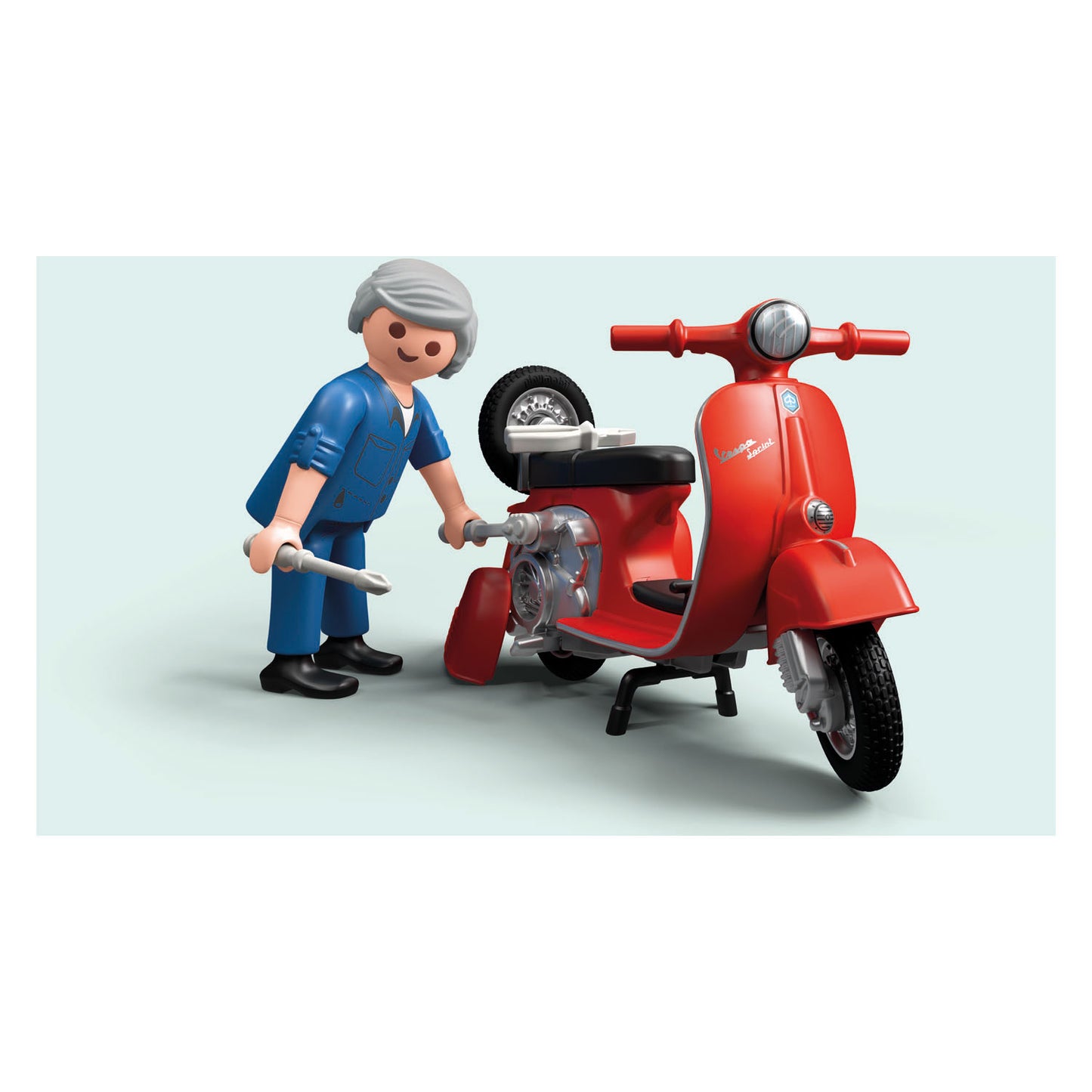Workshop di Playmobil anni '60 con Vespa