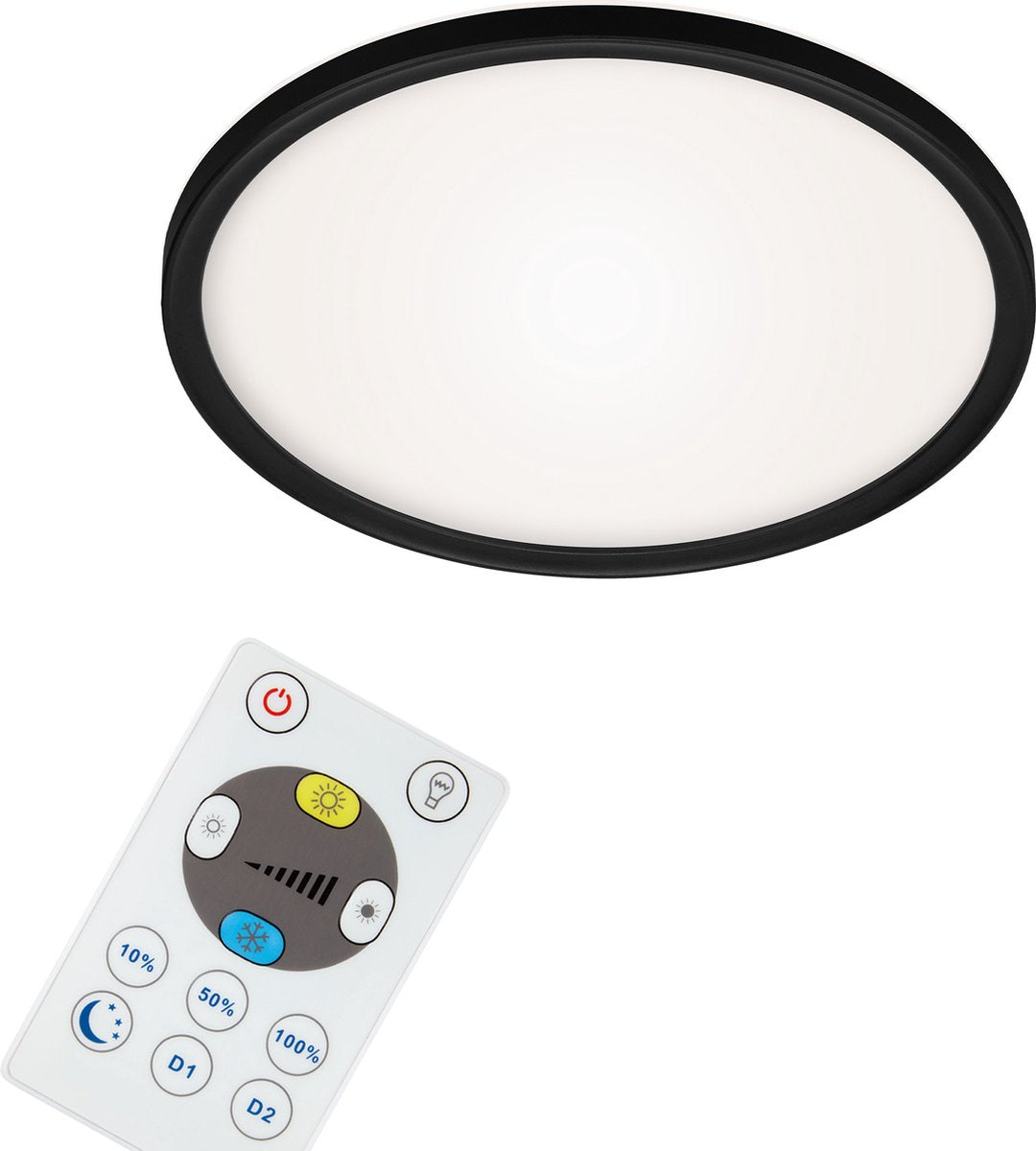 Briloner - Lampada da soffitto a LED - lampada da soffitto dimmerabile - con retroilluminazione - incl. telecomando - 18 watt - 2400 lumen - bianco-nero