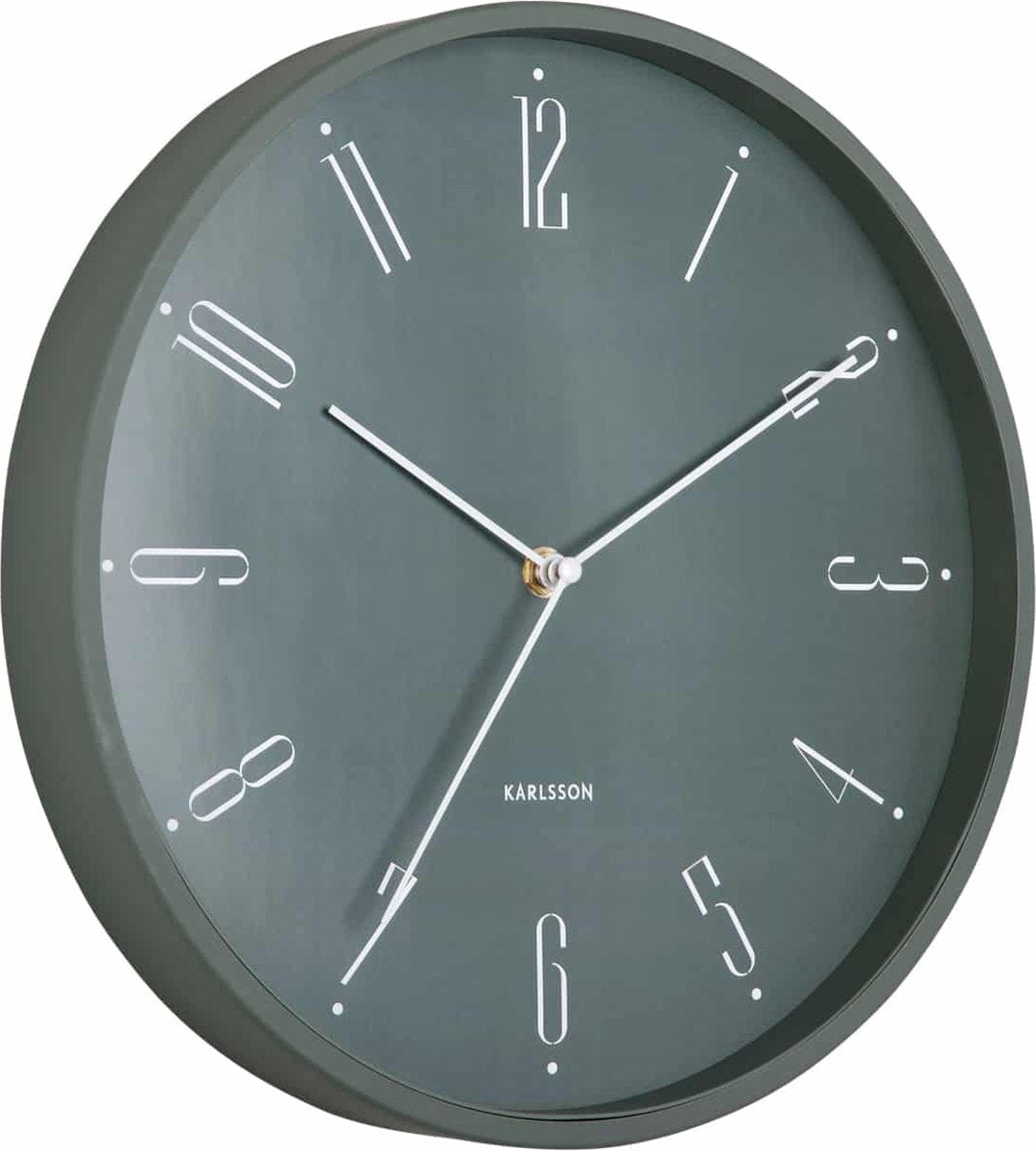 Reloj de pared Karlsson números reales - verde - ø30cm - reloj de pared escandinavo