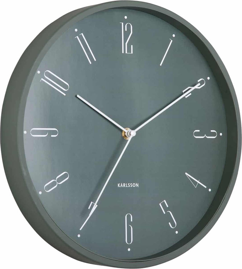 Reloj de pared Karlsson números reales - verde - ø30cm - reloj de pared escandinavo