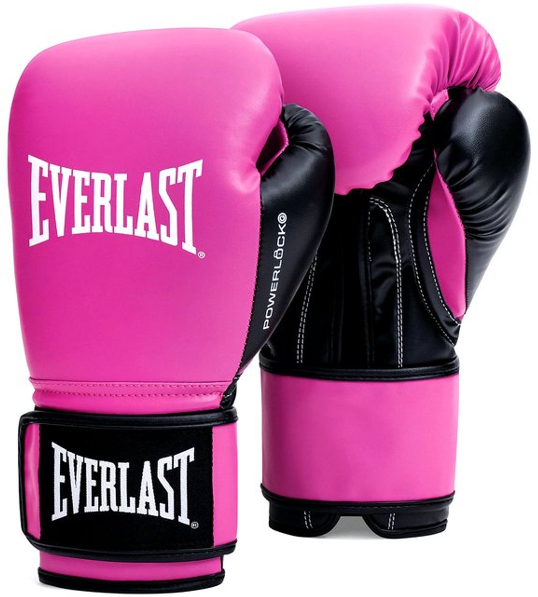 Guanti Everlast Powerlock og da allenamento (kick)boxing con velcro, rosa nero, 12 once