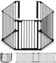 Valla de seguridad de 5 paneles Noma - separador de espacios - hasta 315 cm - negro - valla para estufa - valla de seguridad para chimenea