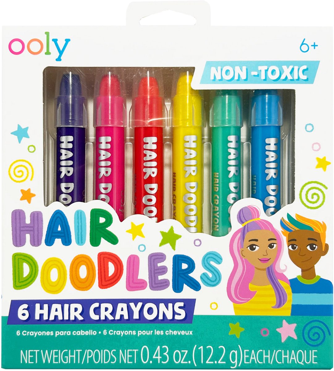 Ooly - hair doodlers - pastelli per capelli - 6 pastelli per capelli colorati - facilmente lavabili