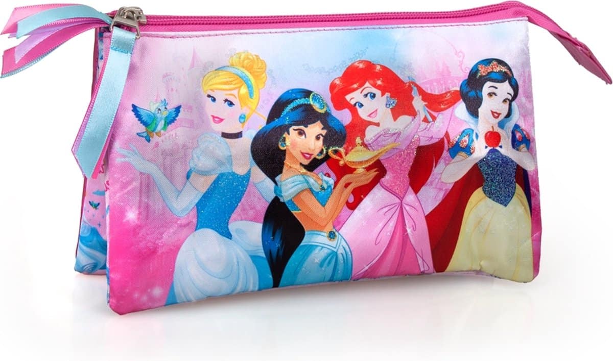 Astuccio Jim Jam Astuccio porta penne Disney Princess 3 scomparti con cerniere