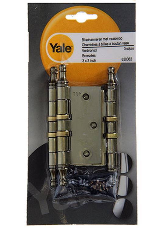 Yale 1019139 - 3 bisagras con rodamiento de bolas pomo florero bronceado 76x76mm | 2 piezas