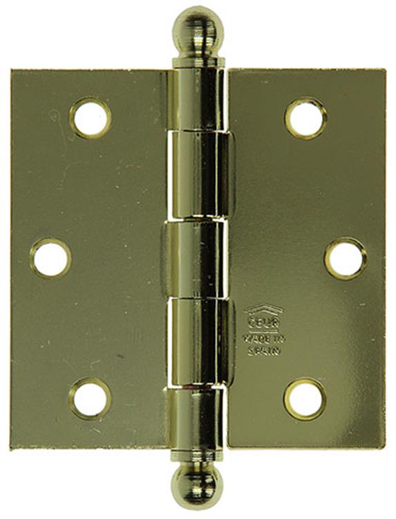 Yale 1019144 - 3 bisagras pomo de bola latonadas 76x76mm | 2 piezas