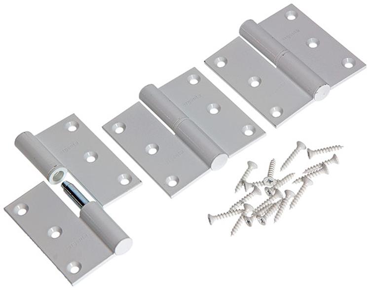 Yale 1019159 - 3 bisagras aluminio blanco ángulo recto izquierdo 80x80mm | 2 piezas