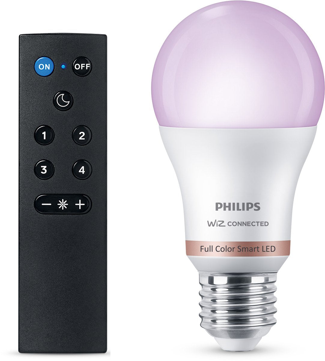 Iluminación inteligente Philips - kit de inicio - lámpara inteligente con mando a distancia - RGB - luz blanca regulable y coloreada - regulable - casquillo E27 - funciona con la aplicación Wiz - WiFi