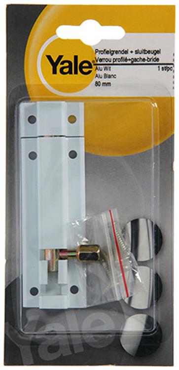 Yale 1019189 - pestillo de perfil con soporte de bloqueo, blanco 80 mm | 5 piezas