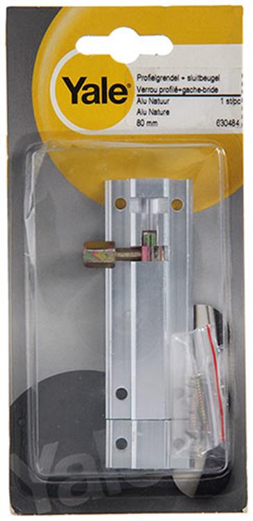 Yale 1019190 - pestillo de perfil con soporte de bloqueo, aluminio f1 80mm | 5 piezas