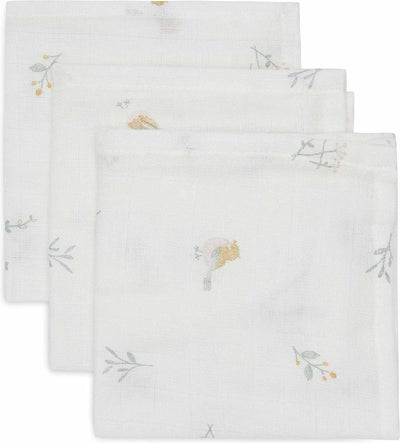 Jollein - panno idrofilo per la bocca 31x31 cm - panni idrofili per bambini - 3 pezzi - adorabili uccellini