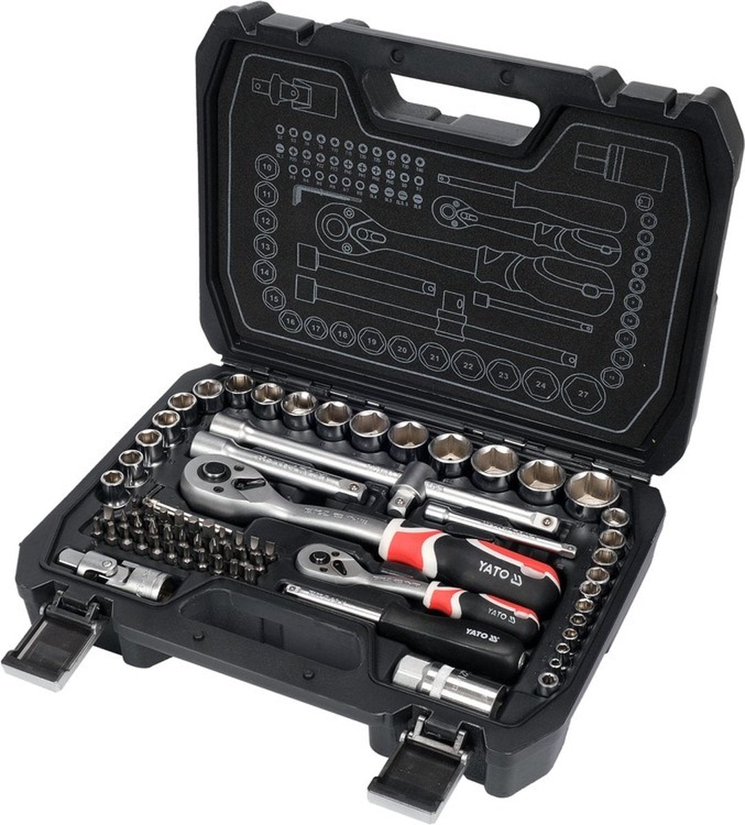 Yato professionele dopsleutelset en bitset - 72-delig - 1 2 1 4