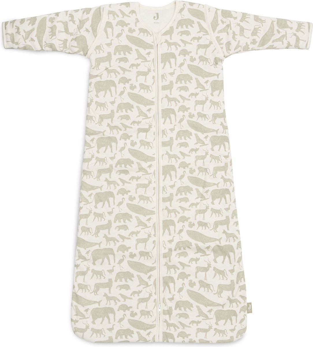 Jollein Saco de dormir para bebé invierno con manga desmontable 70 cm animales - verde oliva - saco de dormir de invierno
